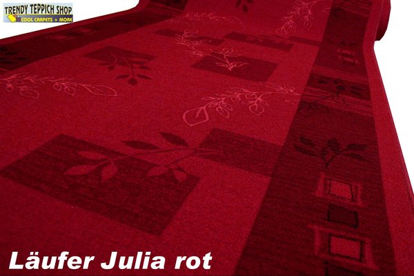 Teppichläufer Feinschlinge Julia rot 67 cm