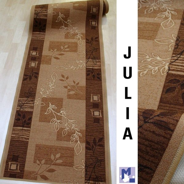 Teppichläufer Feinschlinge Julia hellbraun 67 cm