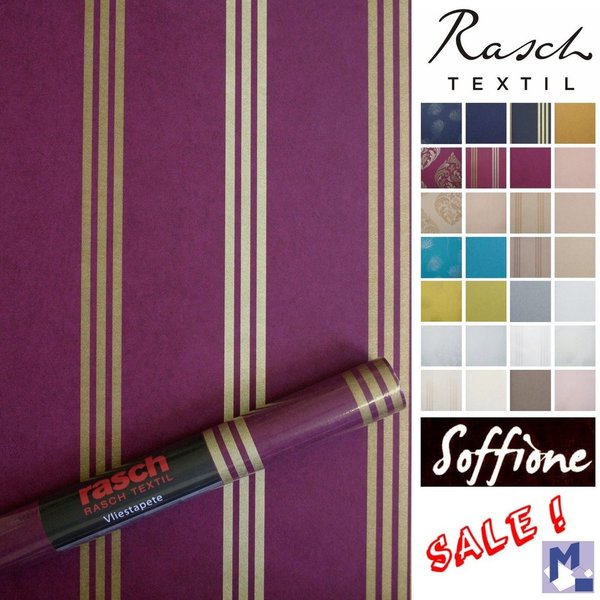 SALE ! Vlies Tapete SOFFIONE 295343 Streifen purple (Rasch Textil UVP € 49,50)