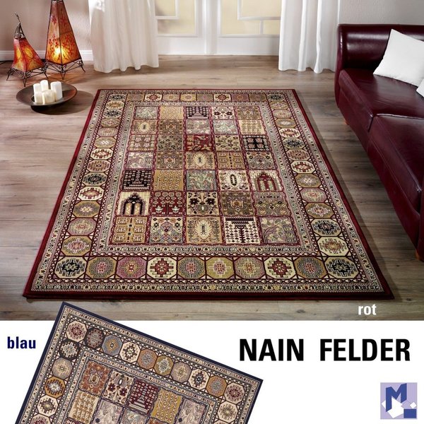 Klassiker der Extraklasse Teppich NAIN Felder Orient Muster rot oder blau NEU