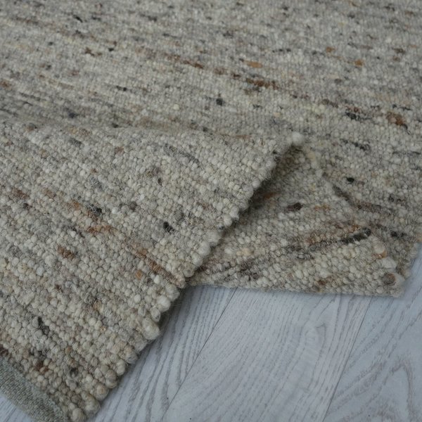 Woll Handweb Teppich TAUBER 030 natur - grau