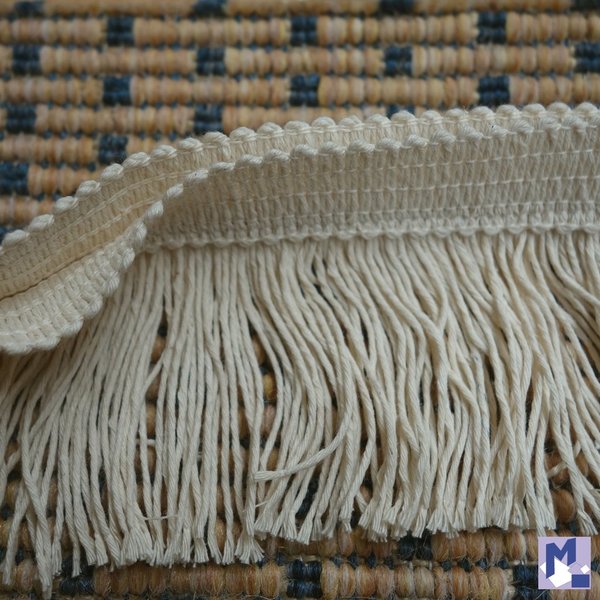 40 cm Reststück Teppichfranse mit Lasche Baumwolle glatt 8 cm
