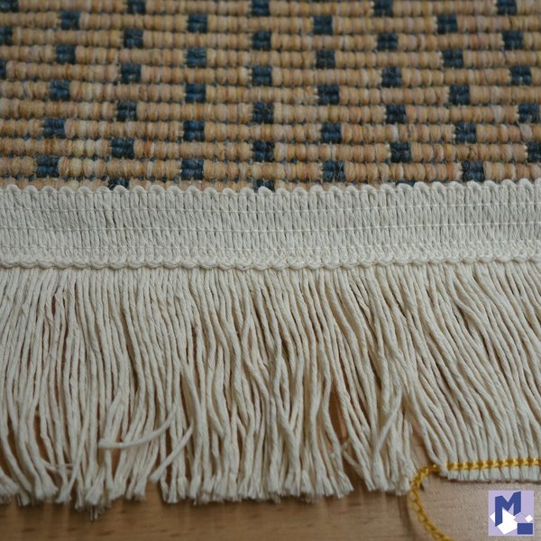 195 cm Reststück Teppichfranse mit Lasche Baumwolle glatt 8 cm